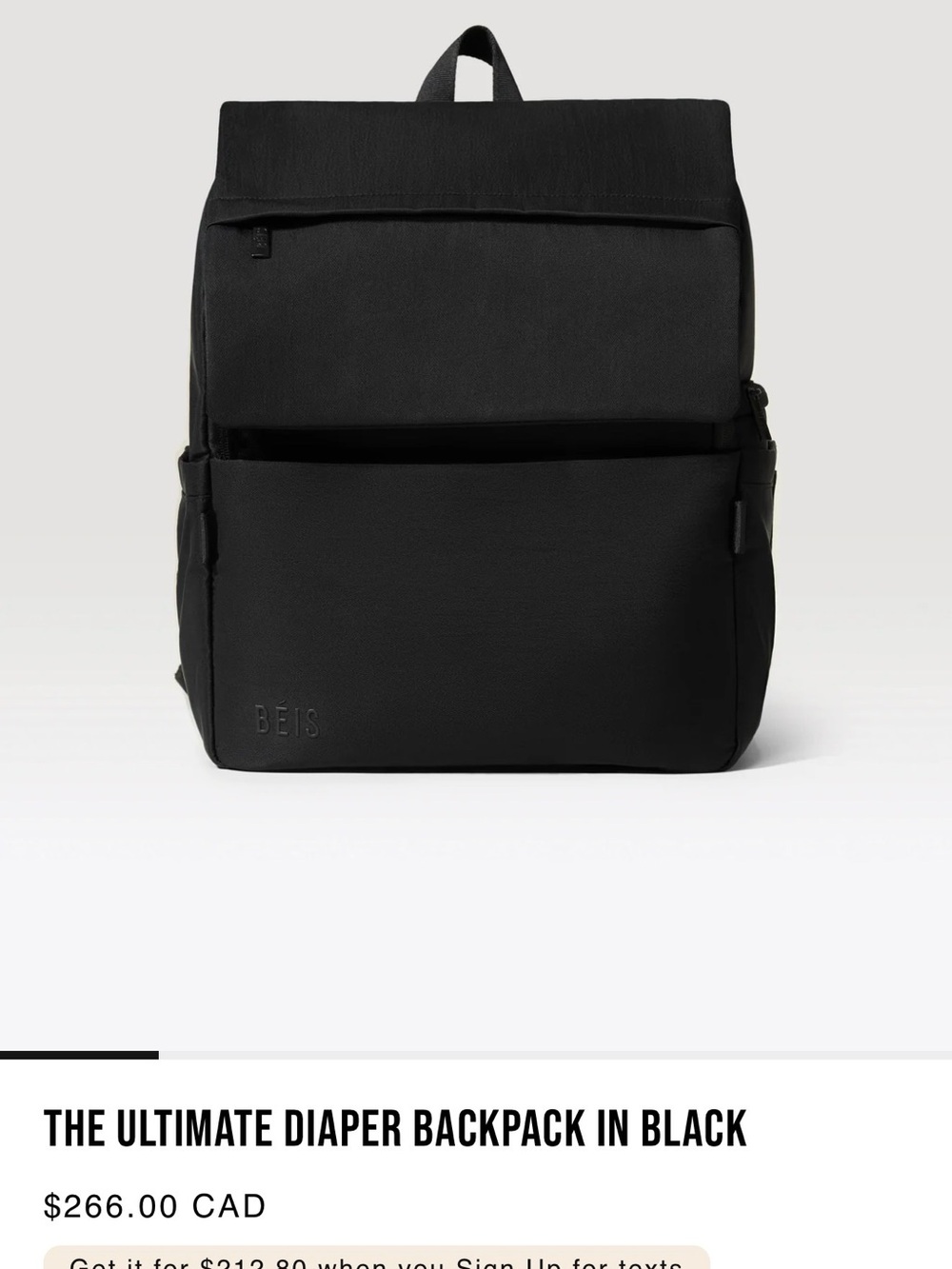 BEIS Black Ultimate Diaper Backpack